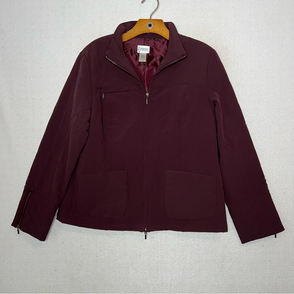Z energy By Chicos Maroon Full Zip Women’s Burgundy Jacket Size 1